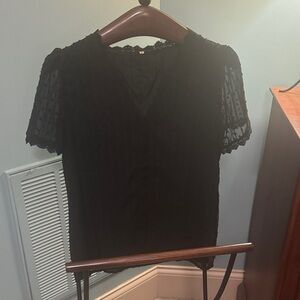 Black Lace Women's V-Neck Top